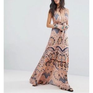 EUC Free people Bohemian front button maxi dress